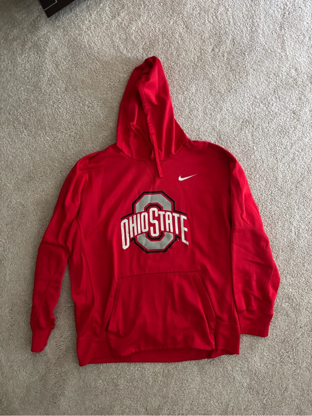 Nike Red Ohio State Dri Fit Crewneck Hoodie with Logo